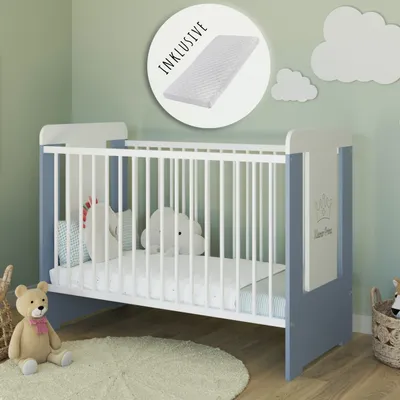Image de Lit bébé à barreaux avec matelas & gravure Petit Prince 60x120 réglable en hauteur | barreaux amovibles blanc garçon Europe