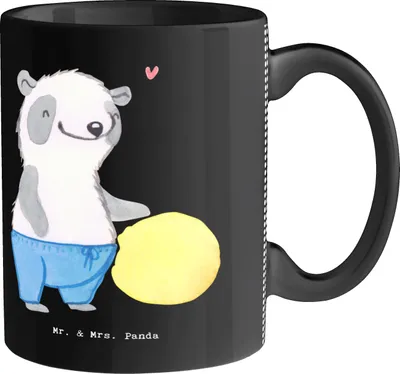 Produktbild von Mr. & Mrs. Panda Tasse Physiotherapeut Herz - Schwarz - Geschenk, Kaffeetasse, Keramiktasse, Trinkbecher, haferl, Kaffeebecher