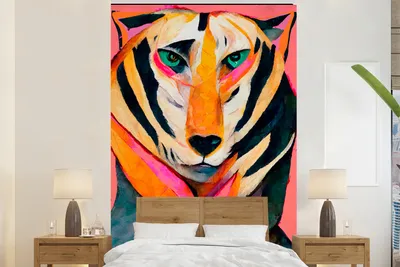 Produktbild von MuchoWow® Fototapete für Wohnzimmer oder Schlafzimmer Wandtapete Vinyl Motivtapete Abstrakt - Augen - Farben - Tiere - 170x260 cm - Wohnzimmertapete