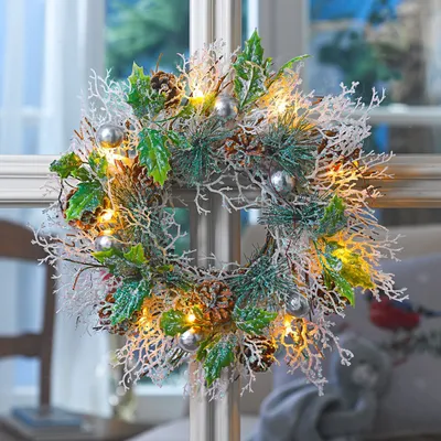 Image de Couronne LED 33cm Couronne lumineuse Couronne de table Couronne de porte Couronne de l'Avent Couronne lumineuse Couronne décorative
