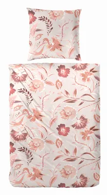 Produktbild von Hahn Pflegeleichte Ganzjahres Bettwäsche mit Blumen Print Beige 135x200 cm + 80x80 cm