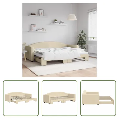 Produktbild von The Living Store Tagesbett Ausziehbar Creme 80x200 cm Stoff