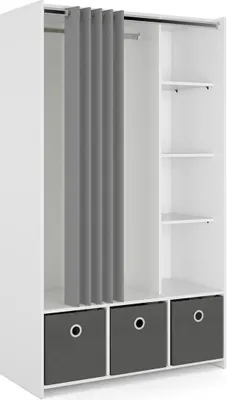 Obrázok produktu pre Tvilum 9316349HG, Biela, Skriňa, 7 police/políc, 1 dvere/dverí, Šedá, Závesy na dvere