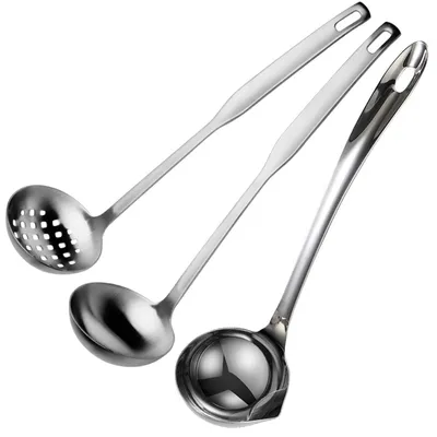 3er-Set Suppenkellen aus Edelstahl 304, Ölfilter, Schaumlöffel