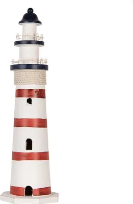 Zdjęcie produktu dla Clayre & Eef Figurka dekoracyjna Latarnia morska Ø 15x48 cm Biały Czerwony MDF