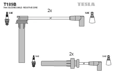 Obrázek produktu pro TESLA T189B Sada kabelů zapalování Sada kabelů zapalování pro JEEP CHEROKEE (KJ)