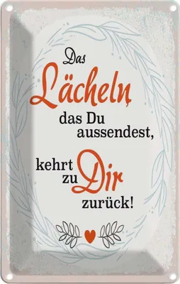 Produktbild von vianmo Blechschild 18x12 cm Lächeln kommt zu DIR zurück Spruch Zitat