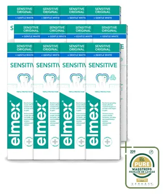 Productafbeelding van 12 x Elmex Gentle White tandpasta - Drievoudige bescherming - 75 ml - Voorraadverpakking - 12 stuks