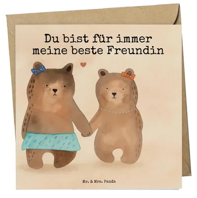Produktbild von Mr. & Mrs. Panda Glückwunschkarte Bär Freundin Design - Weiß - Geschenk, faltkarte, Teddy, anlasskarte, Klappkarte, Grußkarte, doppelkarte