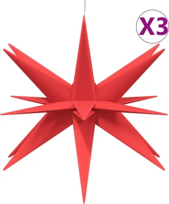 Produktbild von vidaXL LED-Weihnachtssterne 3 Stk. Faltbar Rot 57 cm