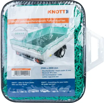 Produktbild von KNOTT Anhängernetz Ladungssicherungsnetz mit Randkordel 2000x2500 mm Maschenweite 35x35 mm Grün Abdecknetz Pkw