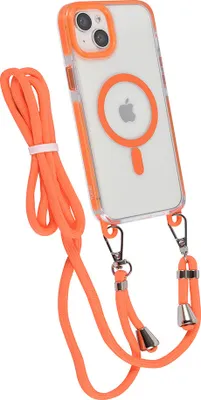 Immagine prodotto di Custodia posteriore TUNIQ per iPhone 15 Plus - cordino da collo - Magsafe - Arancione