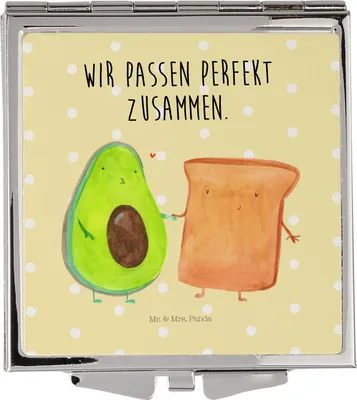Produktbild von Mr. & Mrs. Panda Handspiegel Avocado Toast - Gelb Pastell - Geschenk, Frauen Spiegel, Taschenspiegel, Schminkspiegel, Kosmetikspiegel, Hochzeit, Hochzeitsgeschenk, klein