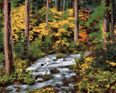 Produktbild von Zuty - Malen nach Zahlen - BACH IM WALD (DENNIS FRATES), 40x50 cm, ohne Keilrahmen