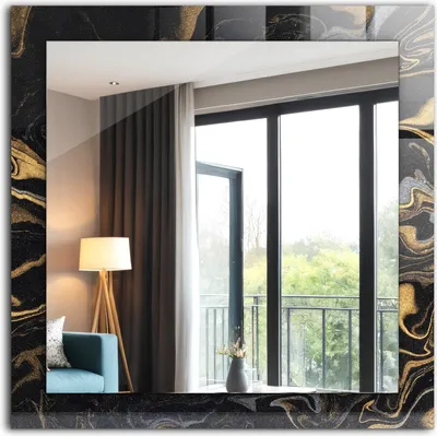 Produktbild von Dekorativer Wandspiegel - Bedruckter Spiegel - Motiv - 60x60 cm - Abstraktes Marmormuster