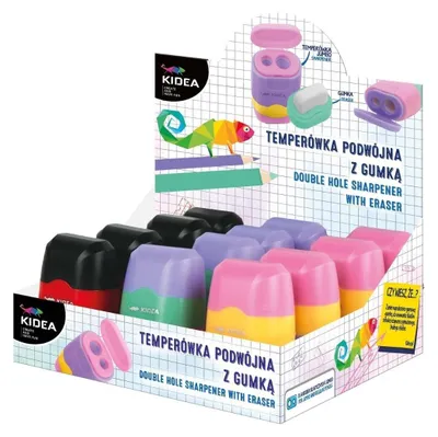 Zdjęcie produktu dla Temperówka Podwójna Z Gumką Kidea