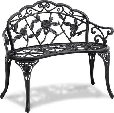 Image de Banc de jardin en acier noir 99 x 80 x 57 cm, résistant aux intempéries