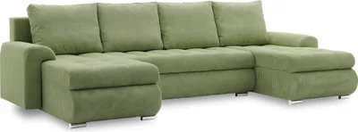 Produktbild von Ecksofa mit Schlaffunktion, 3 Bettkästen, U-förmig, Schlaffläche 270x140cm, Olivgrün