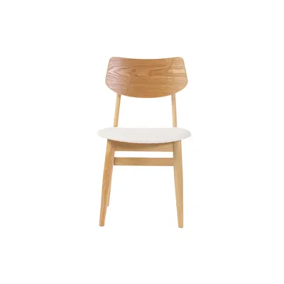 Produktbild von Miliboo - Skandinavische Stühle aus Stoff mit Bouclé-Wolleffekt und hellem Holz (2er-Set) ELION