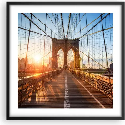 Produktbild von Gerahmtes Poster - Schwarzer Rahmen - New York Brücke - 50x50 cm - Wand Bild - Wanddeko - Wandbilder - Kunstposter - Wandposter - Bilderrahmen - Bilder - Kunstdruck - Wandbild - P2BAC50x50-3707