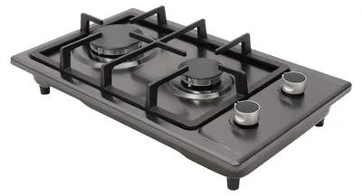 Produktbild von Gasherdplatte – 2 Brenner – Edelstahl – Freistehend – 51 x 31 cm – Schwarz