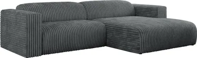 Produktbild von MKS MEBLE Ecksofa Cord, Sofa Cord L-Form, Wohnlandschaft L-Form, Modern Design Couch, Sofagarnitur, Couchgarnitur, Polsterecke - PASADENA - Dunkelgrau Cord - rechts seite