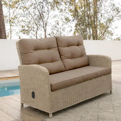 Produktbild von Destiny 2er Gartenbank Merano Relax Vario Pearl Shell Loungesofa Sofa - Ohne Tisch -