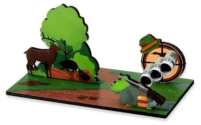 Produktbild von Geldgeschenk zum Geburtstag, 3D Jagdgeschenke für Männer, Holz Geldgeschenk zur Einschulung, Kreative Geschenke für Freunde, Stabil und Langlebig, für Vatertag und Feierlichkeiten