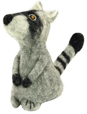 Produktbild von Filz Eierwärmer, Handgemachte Filzdekoration aus Nepal, Filztier - Waschbär, Grau, Filz,Wolle, 15*8*8 cm, Filz Eierwärmer