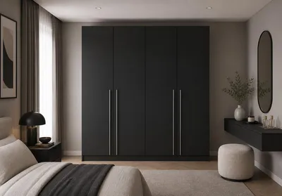 Produktbild von Kleiderschrank 4-türig – moderner Schrank viel Stauraum, Schlafzimmer Garderobenschrank - Schrank Glamy 4D - Schwarz