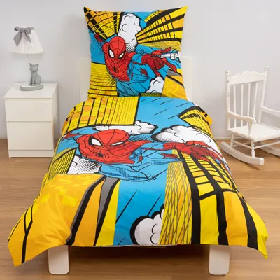 Immagine prodotto di Disney Home Spiderman Set di biancheria da letto reversibile per bambini 100% cotone 140x200 cm Federe 60x70 cm