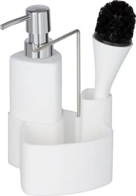 Produktbild von WENKO Spül-Set Küchen Seifen Spender Bürste Halter Schwamm Aufbewahrung 250 ml
