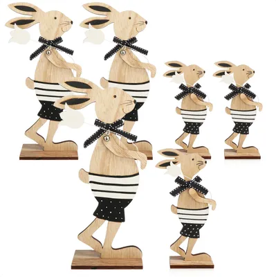 Produktbild von COM-FOUR® 6x Deko Aufsteller für Ostern - Großer und kleiner Osterhase mit Blume