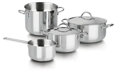 6-teiliges Kochtopfset 18/22 cm, Stielkasserolle 14 cm, Edelstahl