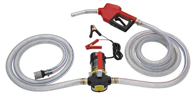 Produktbild von Diesel Kraftstoffpumpe - Selbstansaugende 12V Dieselpumpe - 175W 3600 U/min - 45 l/min Förderleistung - 10 m Förderhöhe - mit Ölschlauch und Zapfpistole