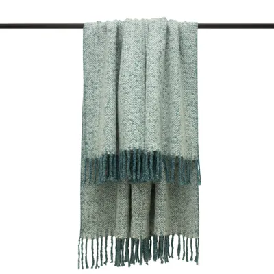 Produktbild von Furn - Überwurf "Weaver", Fischgrätmuster RV1600 (Einheitsgröße) (Petrol)