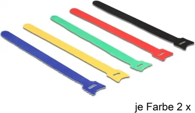 Produktbild von DeLOCK 18636, Nylon, Schwarz, Blau, Grün, Rot, Gelb, 240 mm, 12 mm, 10 Stück(e)