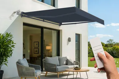 Produktbild von FAZZIO 3x2,5m Halbkassetten-Markise mit Motorantrieb, grau