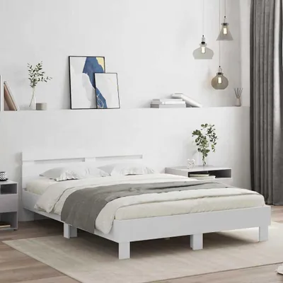 Immagine prodotto di Maison Exclusive - Struttura letto con listelli illuminati a LED, bianca, 137 x 190 cm, realizzata in materiale composito di legno