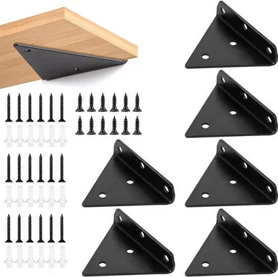 Produktbild von Famanu Wandregalhalterung 6 Stück - Unsichtbare Metallregalträger, schwarz