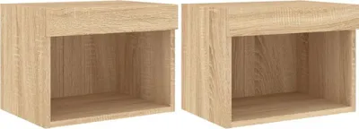 Immagine prodotto di vidaXL Comodini a parete con luci LED 2 pezzi rovere Sonoma