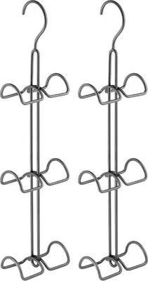 Produktbild von mDesign Kleiderbügel Kleiderhaken multifunktional 2er-Set Metall Dunkelgrau