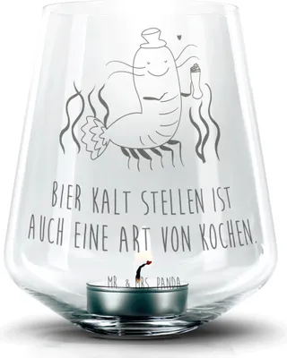Produktbild von Mr. & Mrs. Panda Glas Teelichthalter Hummer Weizen - Transparent - Geschenk, Bier, Kneipe, Windlicht, Wirtschaft, Gasthaus, Laterne, Kerzenhalter, Kochen, Meer, gravur