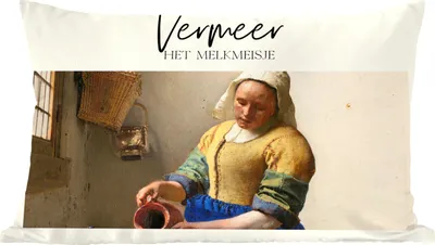 Produktbild von MuchoWow® Zierkissen Sofakissen Wohnzimmer Dekokissen 60x40 cm Milchmädchen - Vermeer - Alte Meister - Kopfkissen - Polster mit Foto
