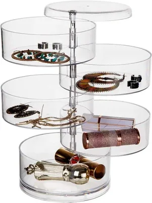 Produktbild von Famanu Schmuckbox 360° drehbar mit 5 Ebenen - platzsparende Aufbewahrungslösung für Schmuck