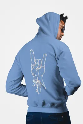 Produktbild von D&B Unisex Hoodie ZIPZN00015 Rock And Roll Hellblau-Größe XL