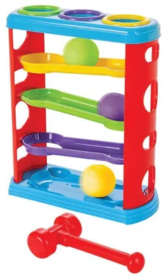 Image de Pilsan Piste à billes pour enfants 03351 avec marteau Jouet d'activité trois balles multicolore