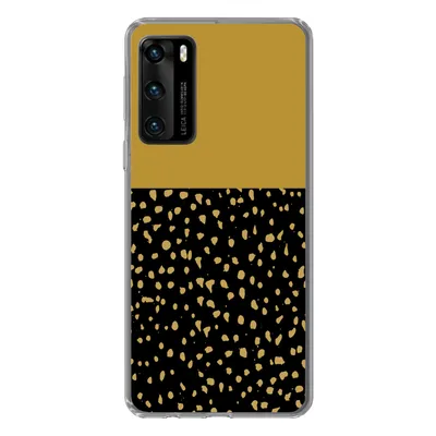 Produktbild von MuchoWow® Handyhülle Schutzhülle Hülle für Huawei P40 Polka dots - Ockergelb - Schwarz Silikon Softcase Handy Hülle - Handytasche