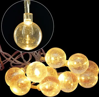 Image de Guirlande lumineuse LED avec boules scintillantes Lumières de Noël blanc chaud Noël