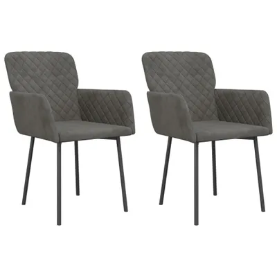 Image de Chaises à manger lot de 2 Gris foncé Velours